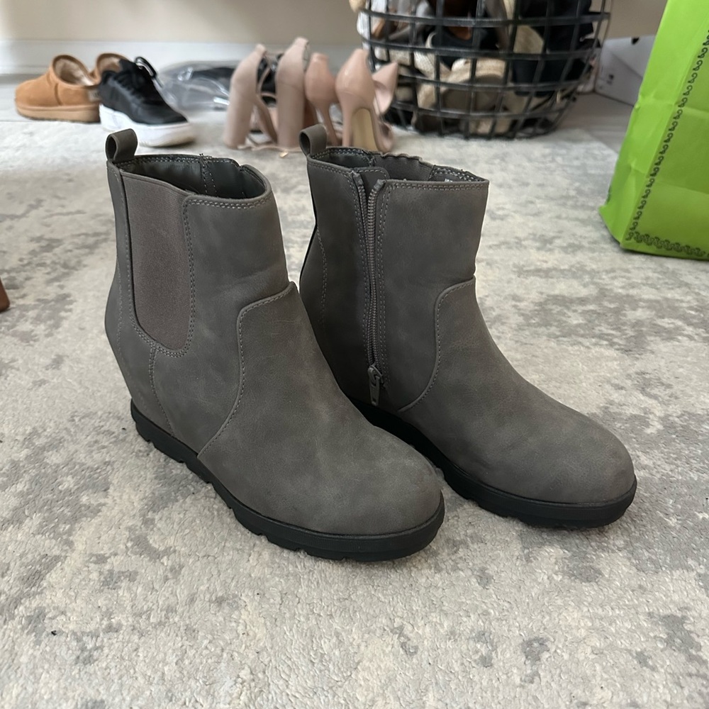 Gray Platform Bootie